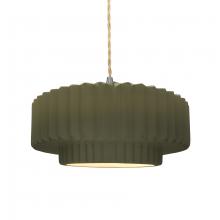 Justice Design Group CER-6553-MGRN-NCKL-BEIG-TWST - Medium Tier Pleated 1-Light Pendant