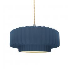 Justice Design Group CER-6553-MID-NCKL-BEIG-TWST - Medium Tier Pleated 1-Light Pendant