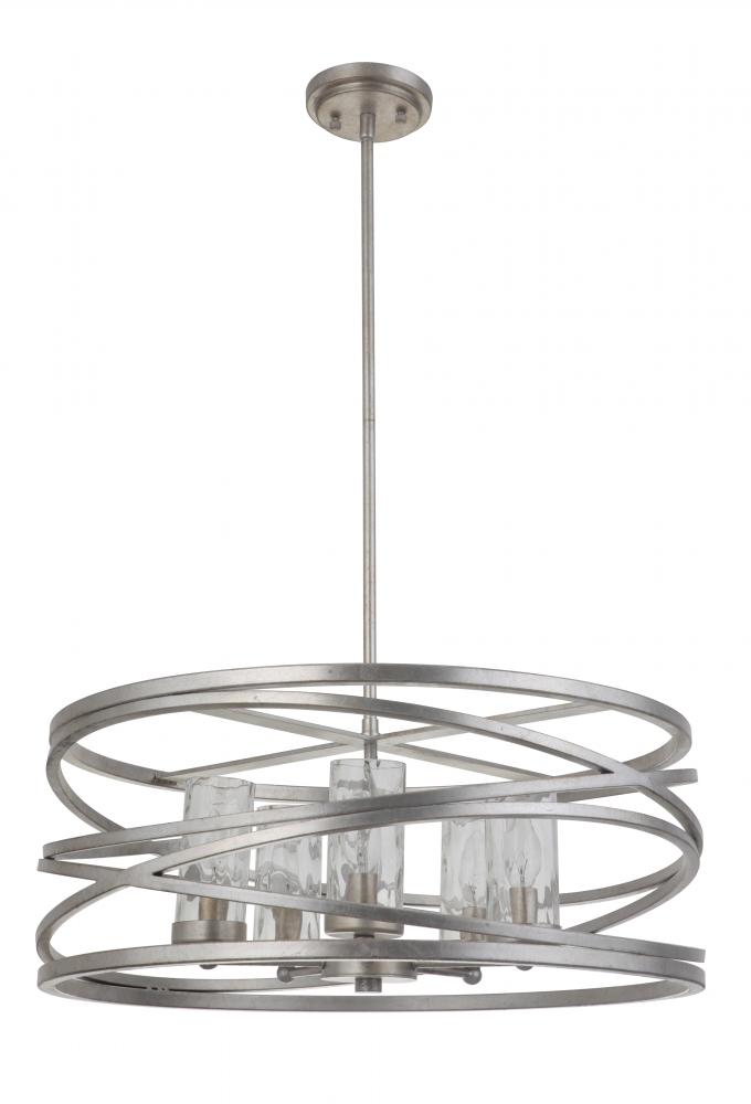 Finley 5 Light Pendant - Silver Leaf