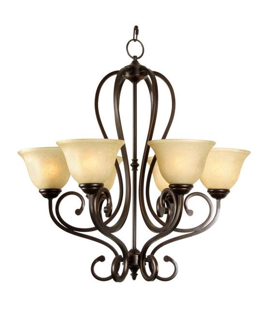 Six Light Oil Rubbed Bronze Down Chandelier