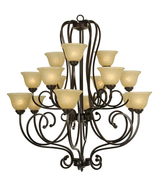 Fifteen Light Oil Rubbed Bronze Down Chandelier