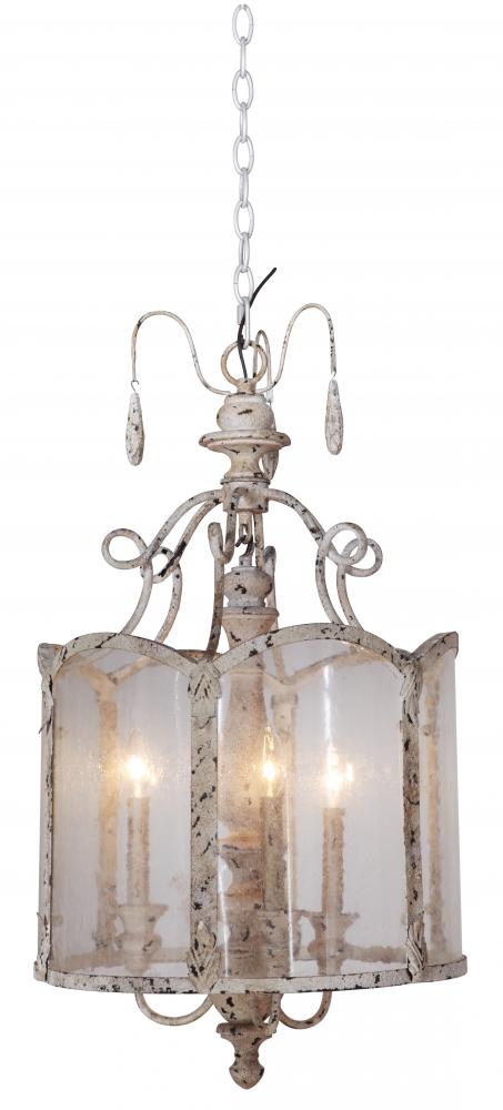 Three Light Weathered Ecru Multi Light Pendant