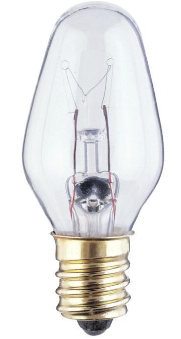 4W C7 Incandescent Clear E12 (Candelabra) Base, 120 Volt, Box