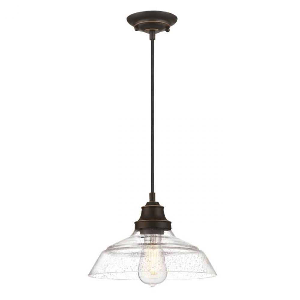 Pendant Oil Rubbed Bronze Finish with Highlights Clear Seeded Glass