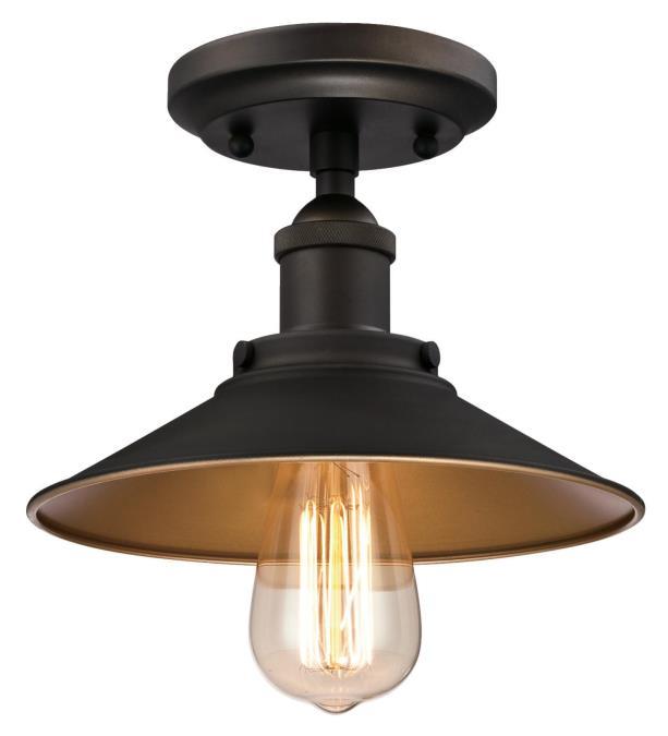 9 in. 1 Light Semi-Flush Oil Rubbed Bronze Finish