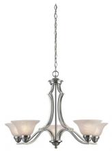 Westinghouse 6228600 - 5 Light Chandelier Satin Platinum Finish White Alabaster Glass