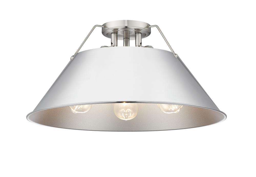 Orwell 3-Light Flush Mount in Pewter with Chrome