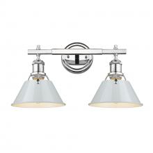 Golden 3306-BA2 CH-DB - Orwell CH 2 Light Bath Vanity in Chrome with Dusky Blue shades