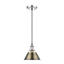 Golden 3306-S CH-AB - Orwell 7.5" Wide Small Pendant in Chrome with Aged Brass