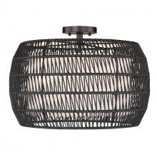 Golden 6805-4SF BLK-MBR - Everly 4 Light Semi-Flush in Matte Black with Modern Black Rattan Shade