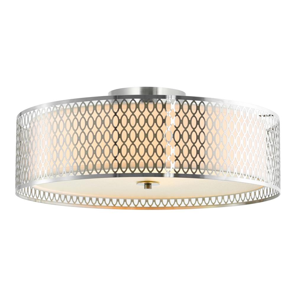 Mikayla 5 Light Drum Shade Flush Mount With Satin Nickel Finish