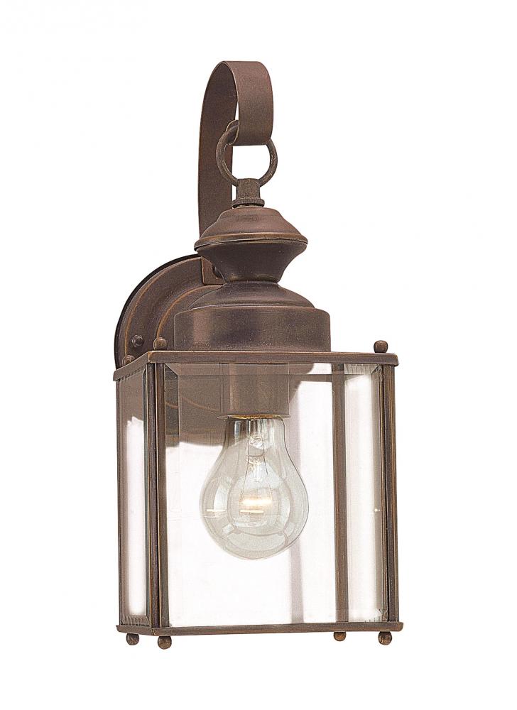 Jamestowne transitional 1-light medium outdoor exterior wall lantern in antique bronze finish with c