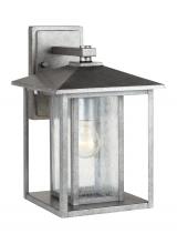 Generation Lighting 88027-57 - Hunnington contemporary 1-light outdoor exterior medium wall lantern in weathered pewter grey finish