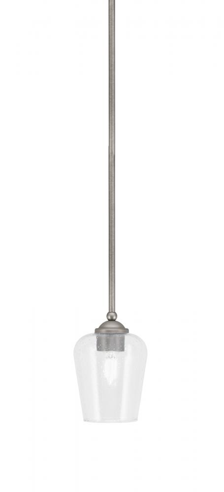 Zilo Stem Mini Pendant, Graphite Finish, 5" Clear Bubble Glass