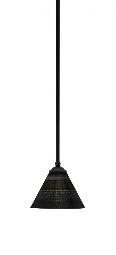 Zilo Stem Mini Pendant, Matte Black Finish, 7" Black Matrix Glass