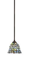 Toltec Company 560-DG-9965 - Zilo Stem Hung Mini Pendant, Dark Granite Finish, 7" Crescent Art Glass