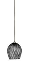 Toltec Company 560-GP-4902 - Zilo Stem Mini Pendant, Graphite Finish, 7.5" Smoke Textured Glass