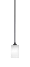 Toltec Company 560-MB-3001 - Zilo Stem Mini Pendant, Matte Black Finish, 4" White Marble Glass