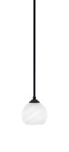 Toltec Company 560-MB-4101 - Zilo Stem Mini Pendant, Matte Black Finish, 5.75" White Marble Glass