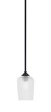 Toltec Company 560-MB-4250 - Zilo Stem Mini Pendant, Matte Black Finish, 5" Clear Textured Glass