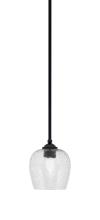 Toltec Company 560-MB-4812 - Zilo Stem Mini Pendant, Matte Black Finish, 6" Smoke Bubble Glass