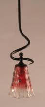 Toltec Company 901-DG-726 - One Light Dark Granite Raspberry Crystal Glass Down Mini Pendant