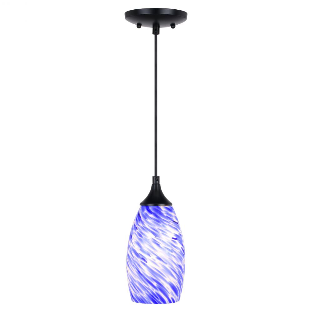 Milano 4.75-in. Mini Pendant Azzura Glass Matte Black