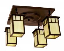 Arroyo Craftsman HCM-4L/4DTAM-VP - 4" huntington 4 light ceiling mount, double t-bar overlay