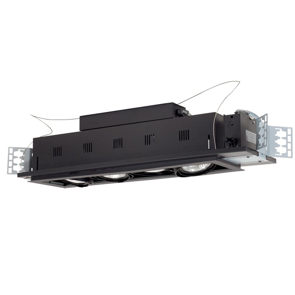 4-Light Double Gimbal Linear Recessed Line Voltage Fixture.