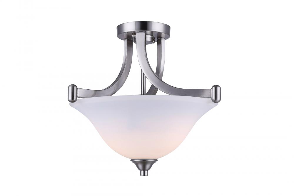 Rue, 2 Lt Semi-Flush mount, Flat Opal Glass, 60W Type A, 15" x 13"