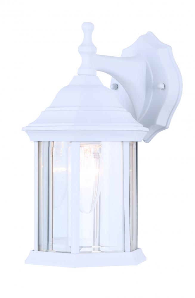 Outdoor, IOL4 WH, 1 Bulb Downlight, Clear Bevelled Glass Panels, 100W Type A, 6 .25 IN W x 12 IN H x