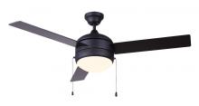 Canarm CF48CA33BK - Calibre III MBK, Fan 48"3 Blades, #7 Black, Dual Mount, Flat Opal Glass, Pull Chains, 2x60W Type