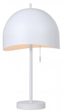 Canarm ITL1122A21WH - Henlee 21.25 in. Matte White Table Lamp with Matte White Metal Shade and Pull Chain Switch