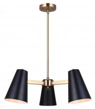 Canarm ICH1145A03BKG - HARKEN 3 Light Matte Black and Gold Contemporary Chandelier for Dining Rooms and Living Rooms