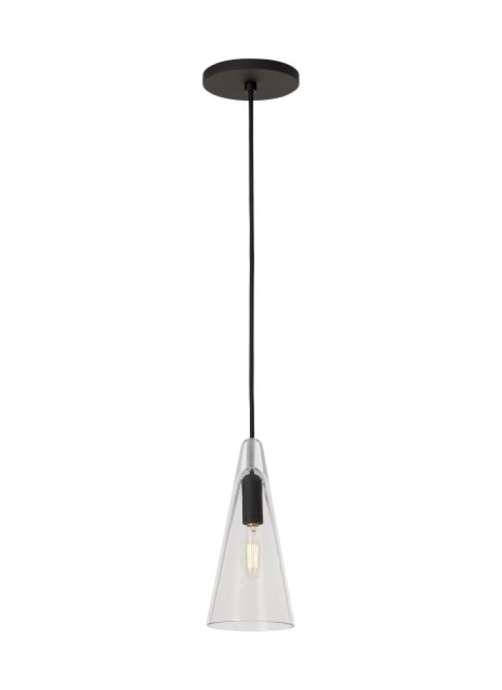 Sean Lavin Lustra 1-light dimmable small accent pendant with nightshade black finish and glass shade