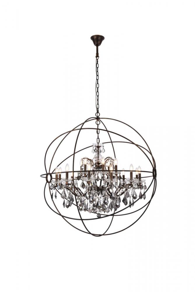 Geneva 18 Light Dark Bronze Chandelier Silver Shade (Grey) Royal Cut Crystal