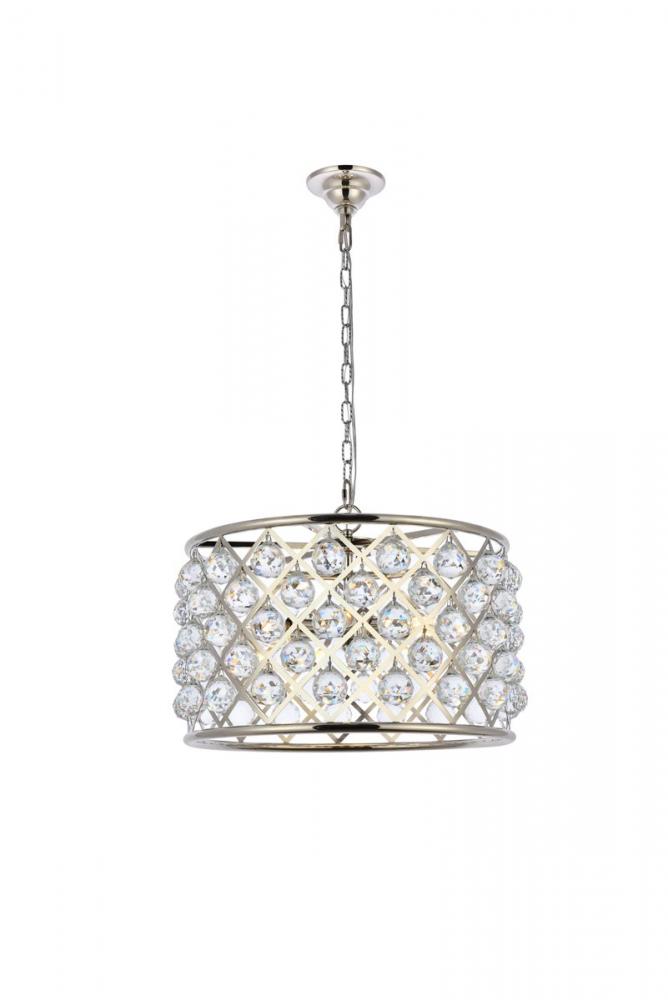 Madison 6 Light Polished Nickel Pendant Clear Royal Cut Crystal