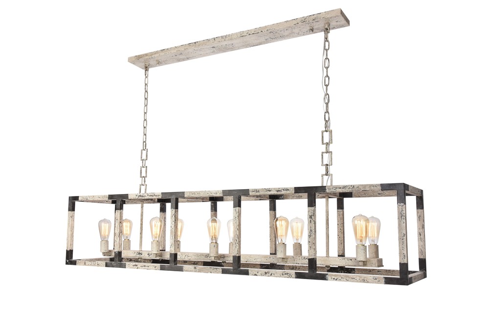 Worthington 10 light Ivory Wash & Steel Grey Chandelier