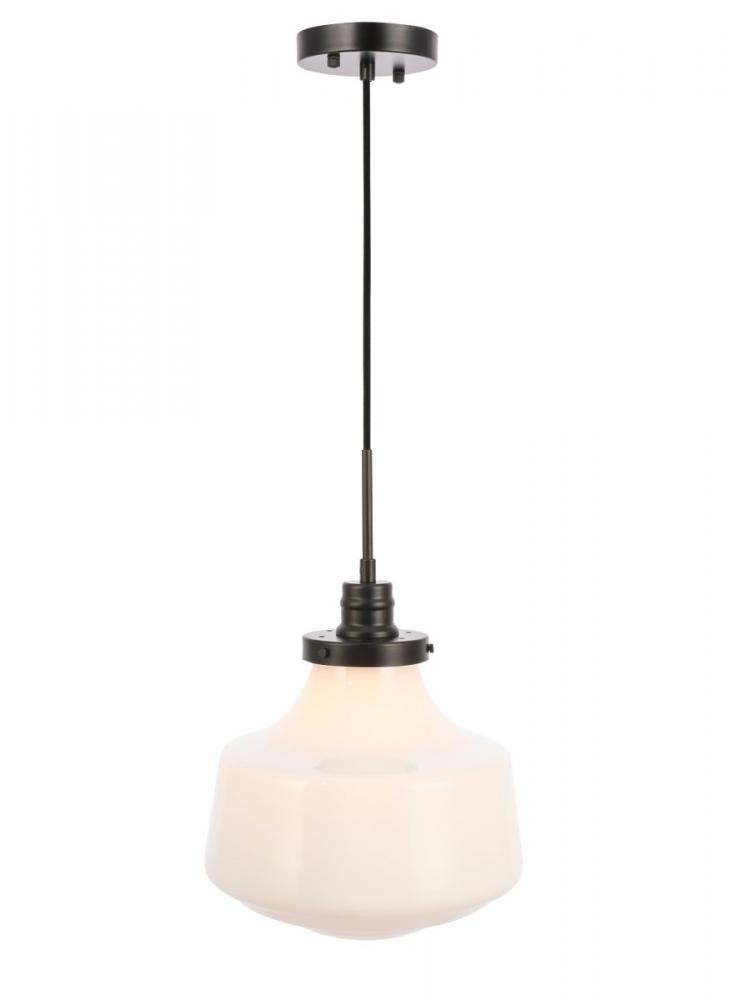 Lyle 1 Light Black and Frosted White Glass Pendant