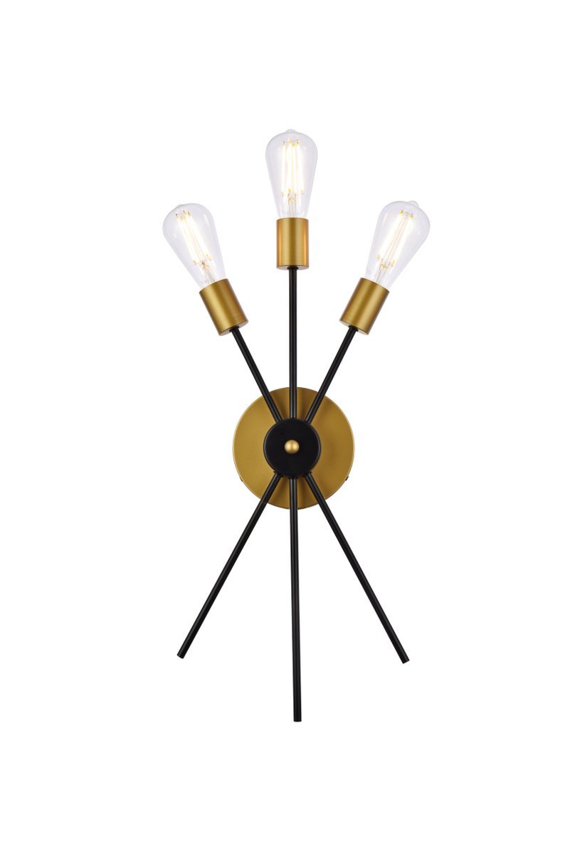 Lucca 11 Inch Bath Sconce in Black and Brass