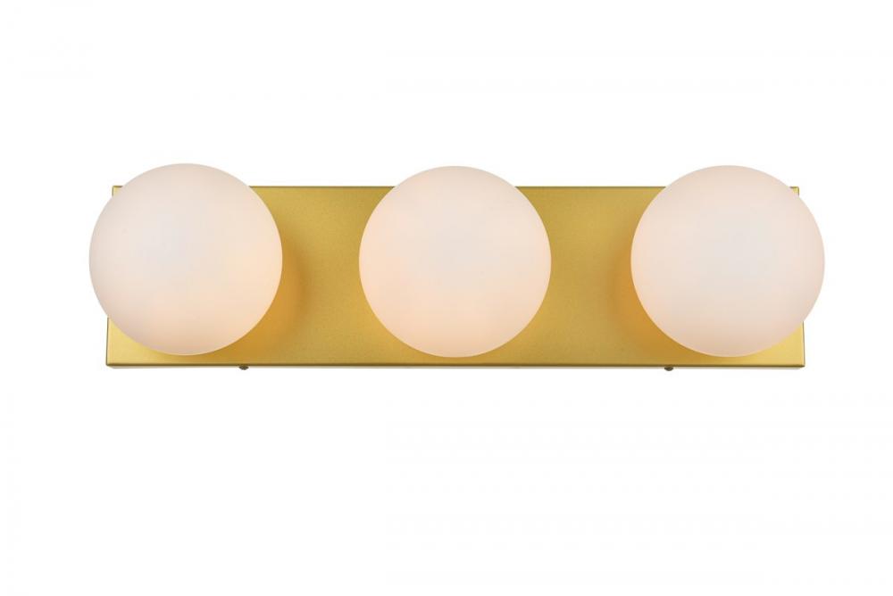 Jaylin 3 Light Brass and Frosted White Bath Sconce