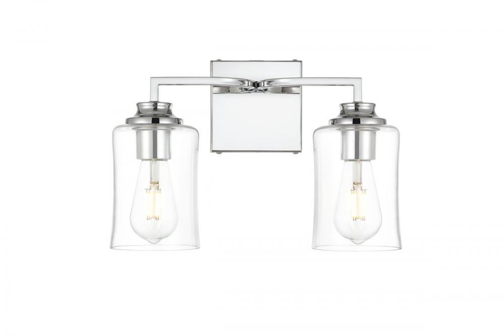 Ronnie 2 Light Chrome and Clear Bath Sconce