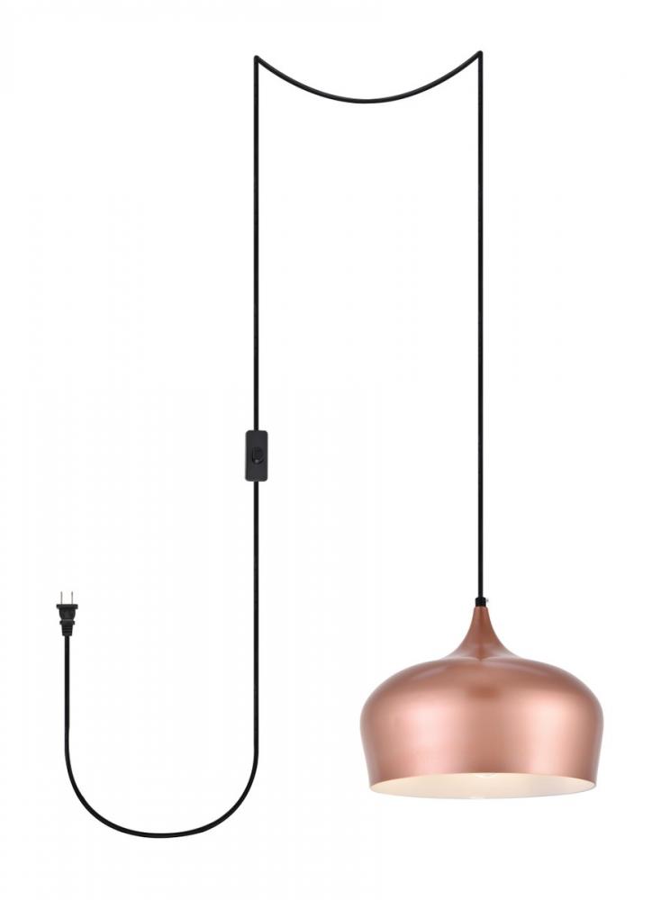 Nora 1 Light Honey Gold Plug-in Pendant