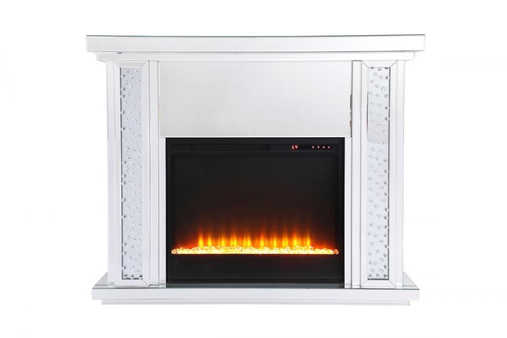 47.5 in. Crystal mirrored mantle with crystal insert fireplace