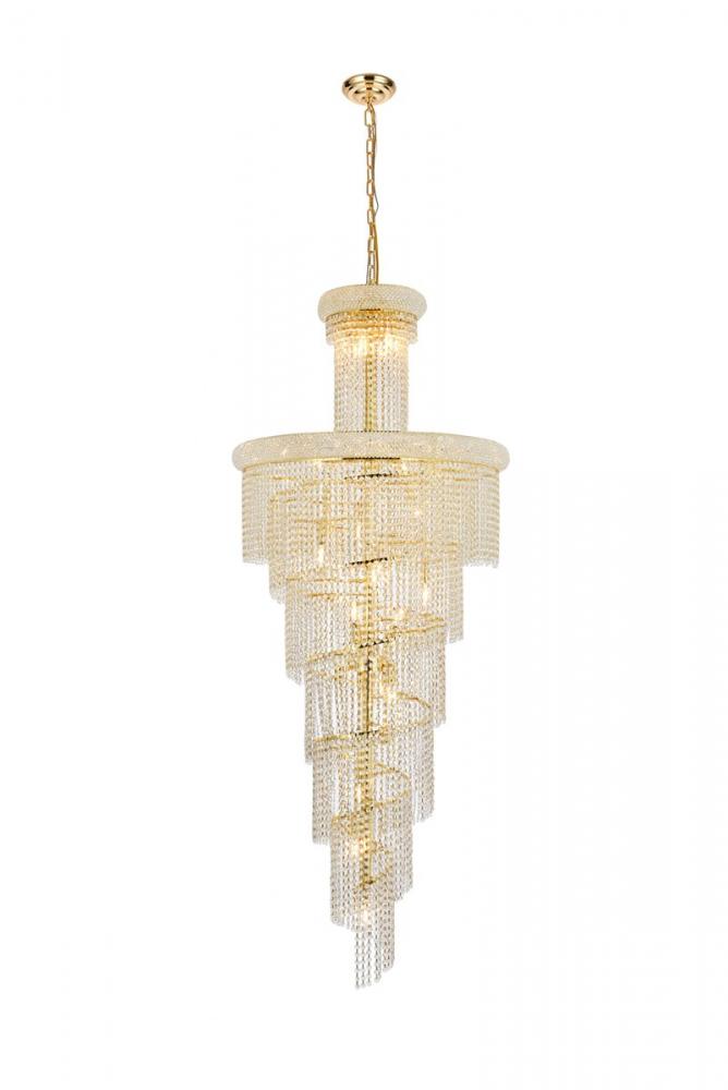 Spiral 28 Light Gold Chandelier Clear Royal Cut Crystal