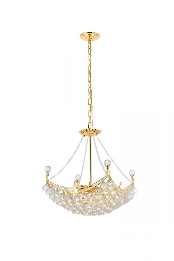 Corona 8 Light Gold Chandelier Clear Royal Cut Crystal