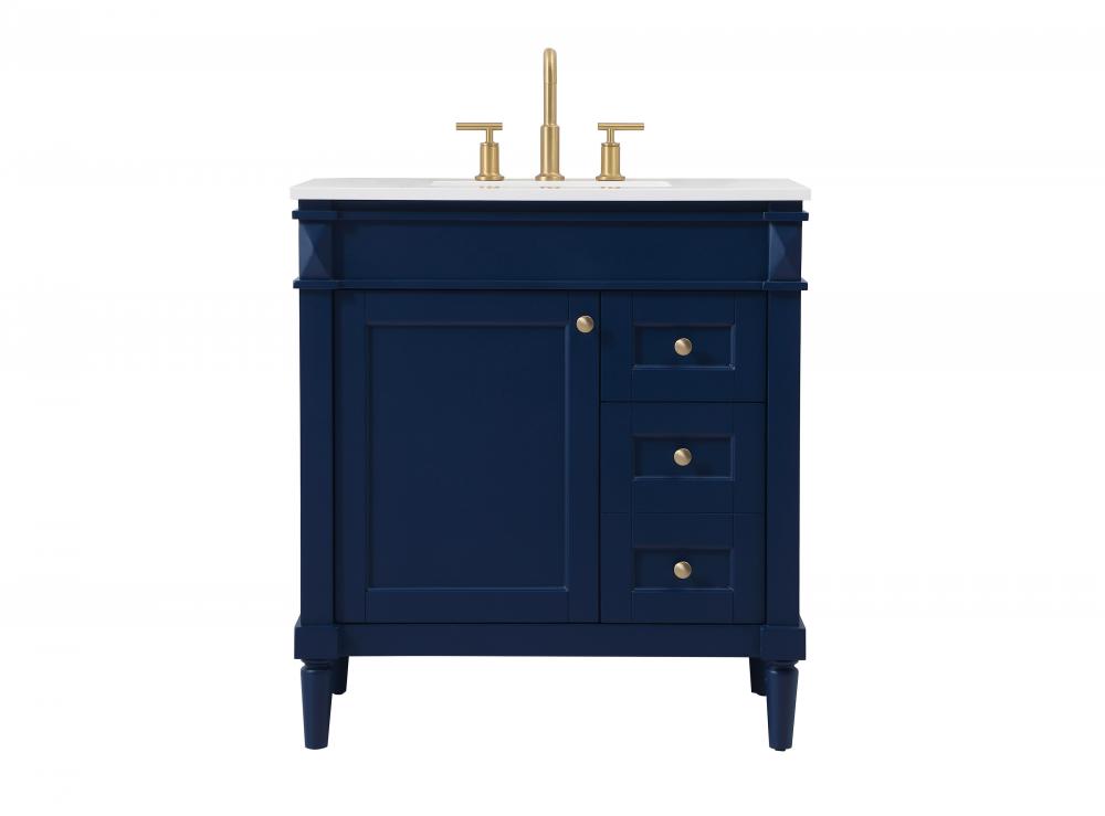 32 Inch Single Bathroom Vanity in Blue