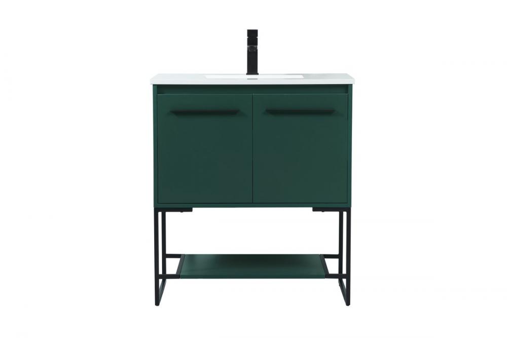 30 Inch Single Bathroom Vanity in Green