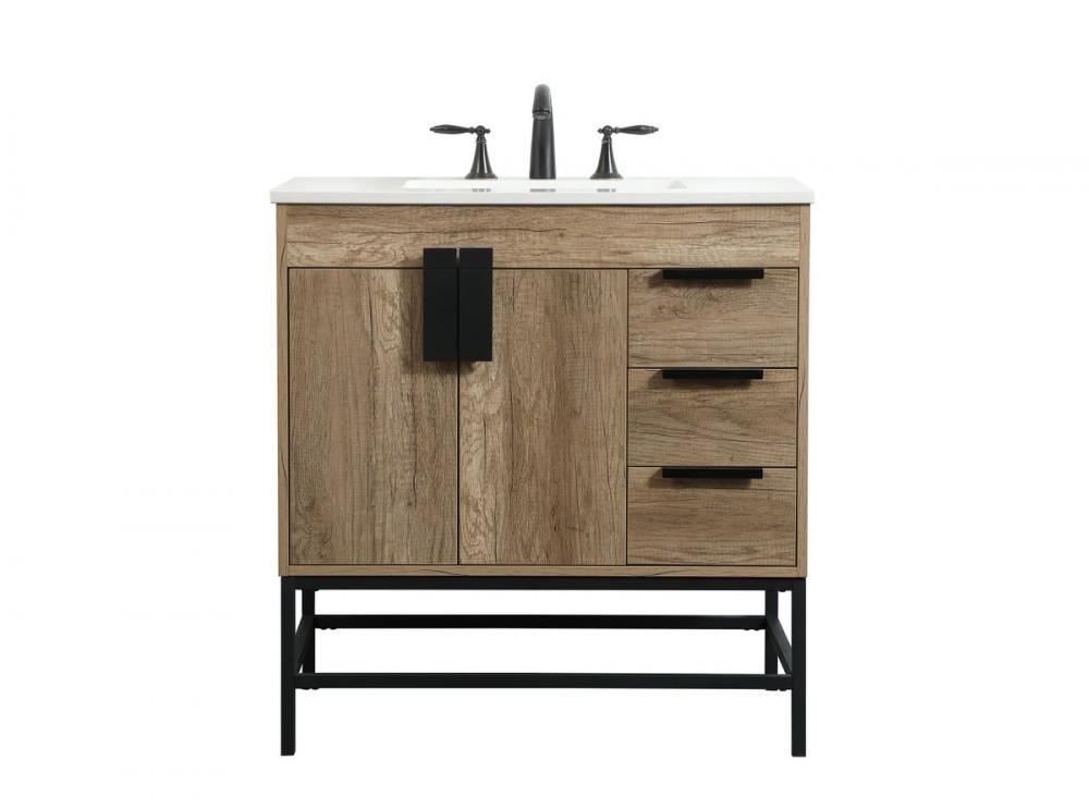 32 Inch Single Bathroom Vanity in Natural Oak