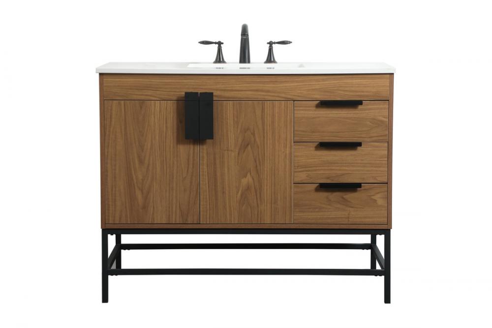 42 Inch Single Bathroom Vanity in Walnut Brown